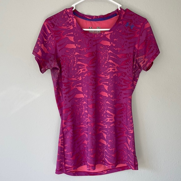 Under Armour Tops - Under Armour | pink and purple heatgear fitted short sleeve